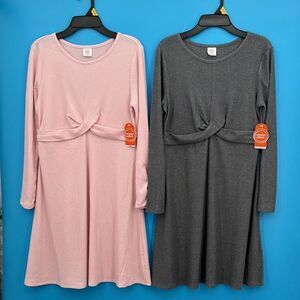 Girls Soft Cozy Ribbed Twist Front Dresses 2–Pack Size L Plus